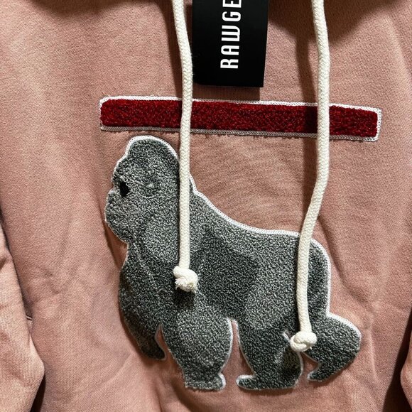 Raw Gear Size S Sweatshirt Salmon‎ Cotton Gorilla Pocket Hoodie Drawstring - Picture 4 of 8